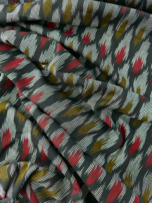 Handloom Ikat, Flame Tips, Black/Red/Umber/White