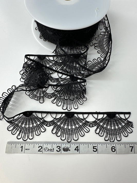 Semi-circle Patterned Lace, Black
