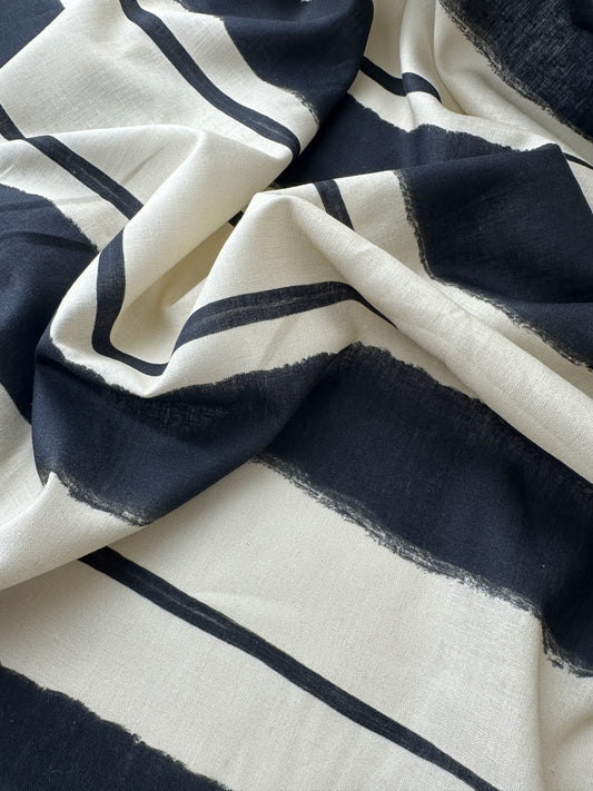 Cotton/Linen Blend, Horizontal Irregular Stripe