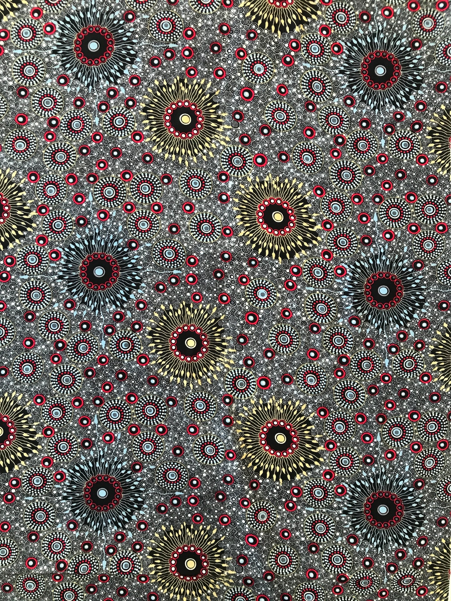 Rayon, Aboriginal Print, Onion Dreaming 2, Black