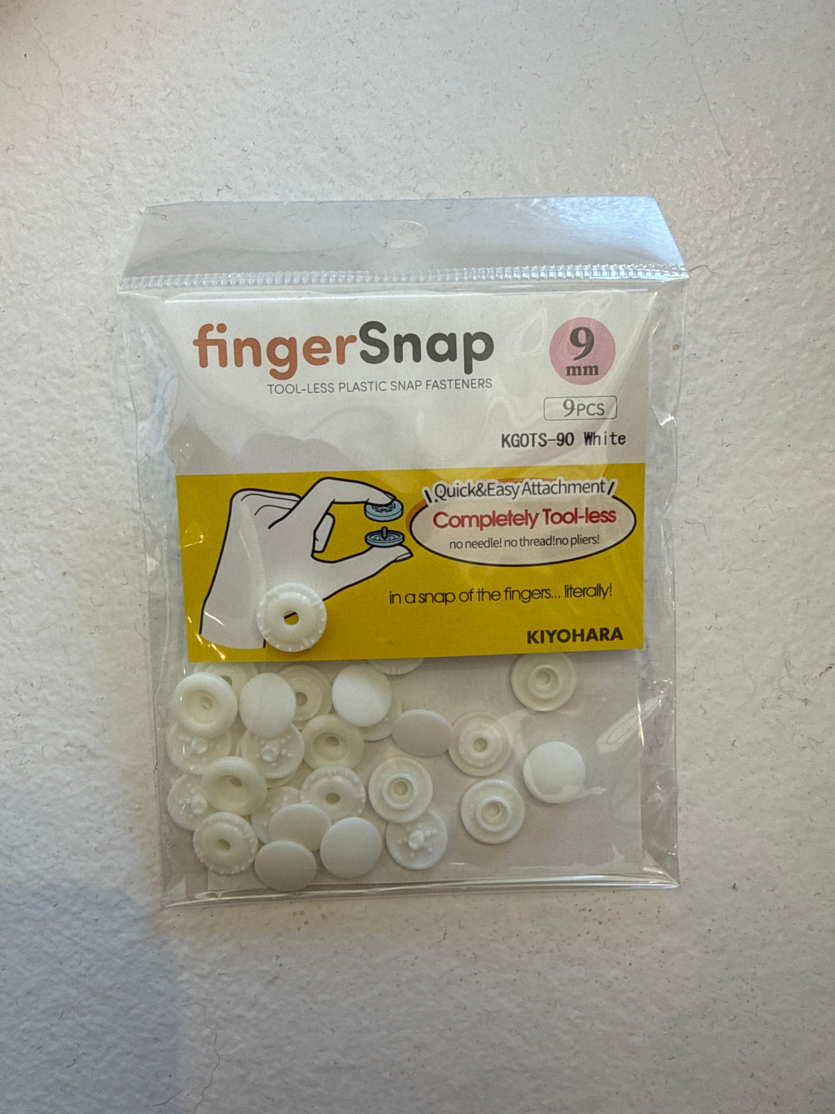 Tool-less Plastic Snaps, White, 9 mm