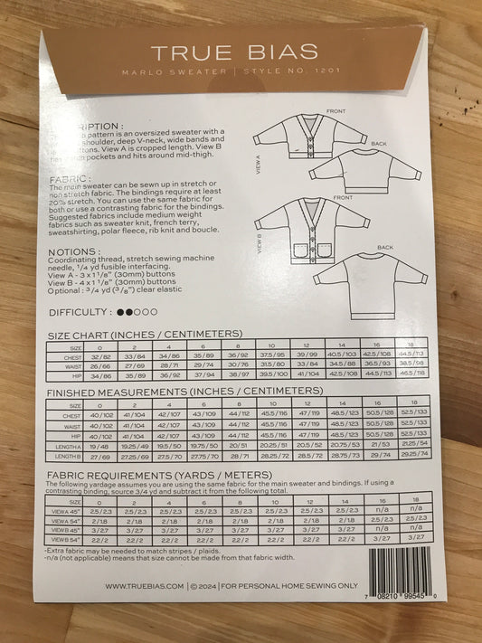 True Bias Marlo Sweater, Size 0-18