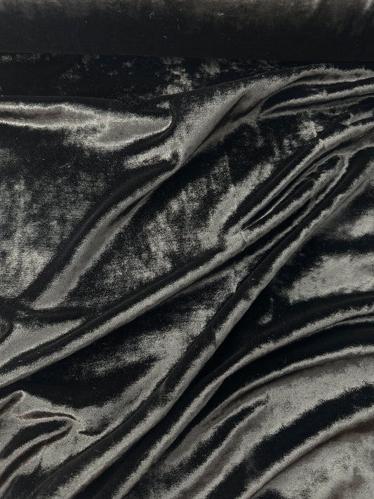 Polyester/Spandex Knit, Crushed Velvet, Black