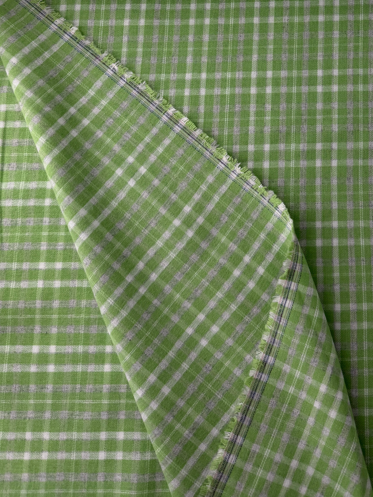 Cotton Flannel, Plaid with Heather Yarn - Leaf Green