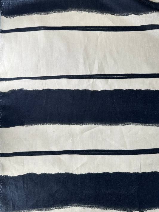 Cotton/Linen Blend, Horizontal Irregular Stripe