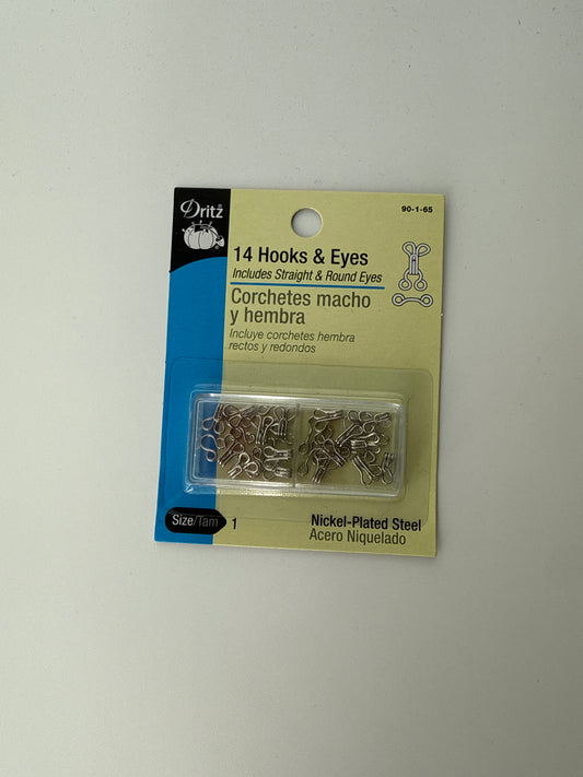 Hook & Eye Closures, Size 1, 14 sets
