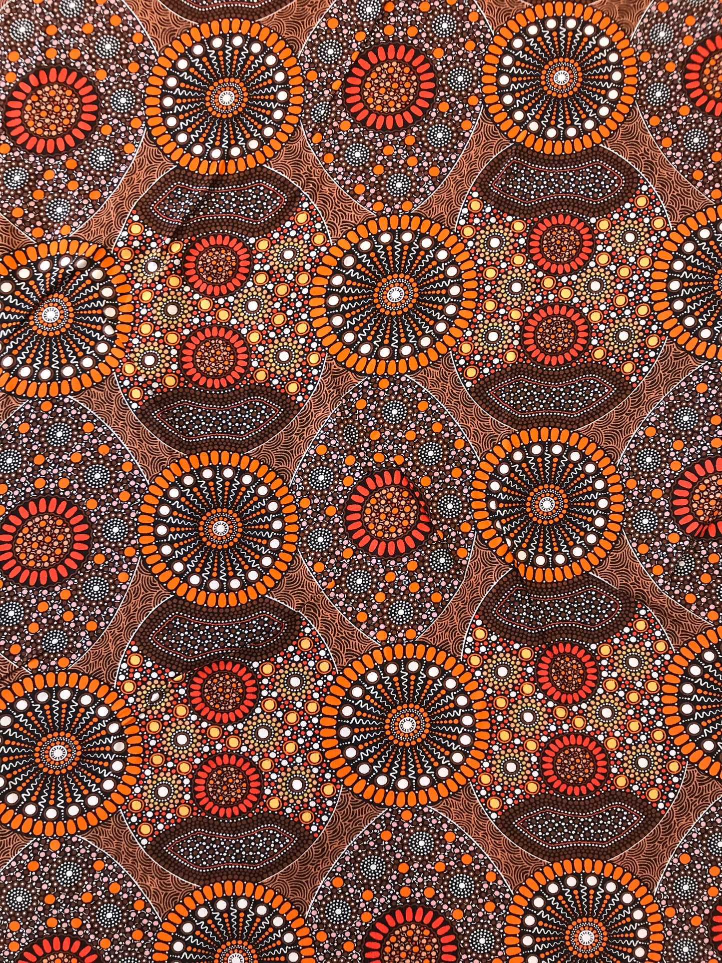 Rayon, Aboriginal Print, Wild Bush Banana & Tomato, Orange