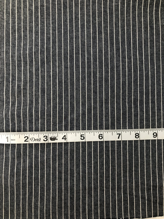Japanese Denim, Cotton, Yarn Dyed 1/4” Stripe, 8 oz