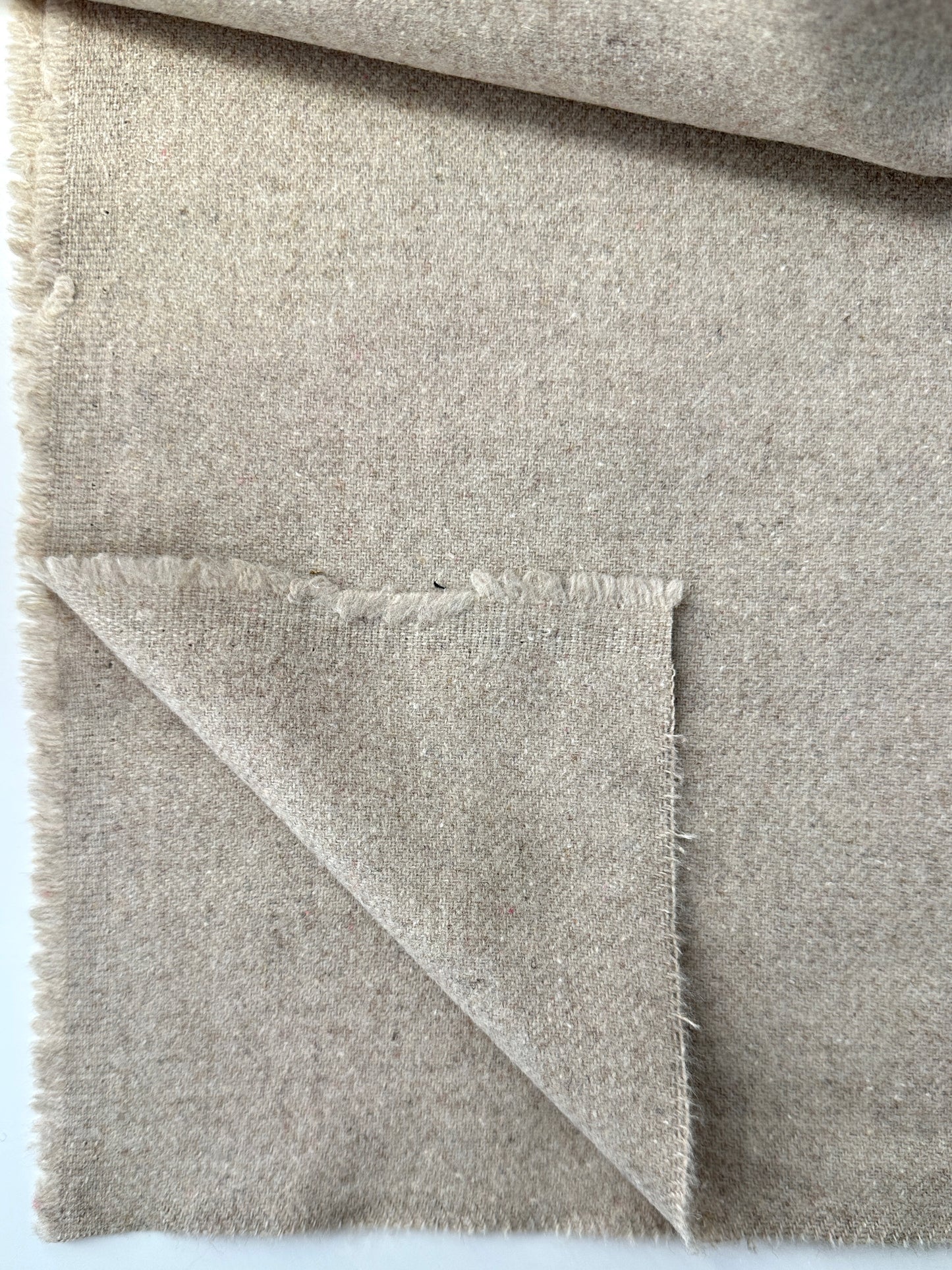 Wool Flannel, Herringbone Weave, Oatmeal, 7.41 oz