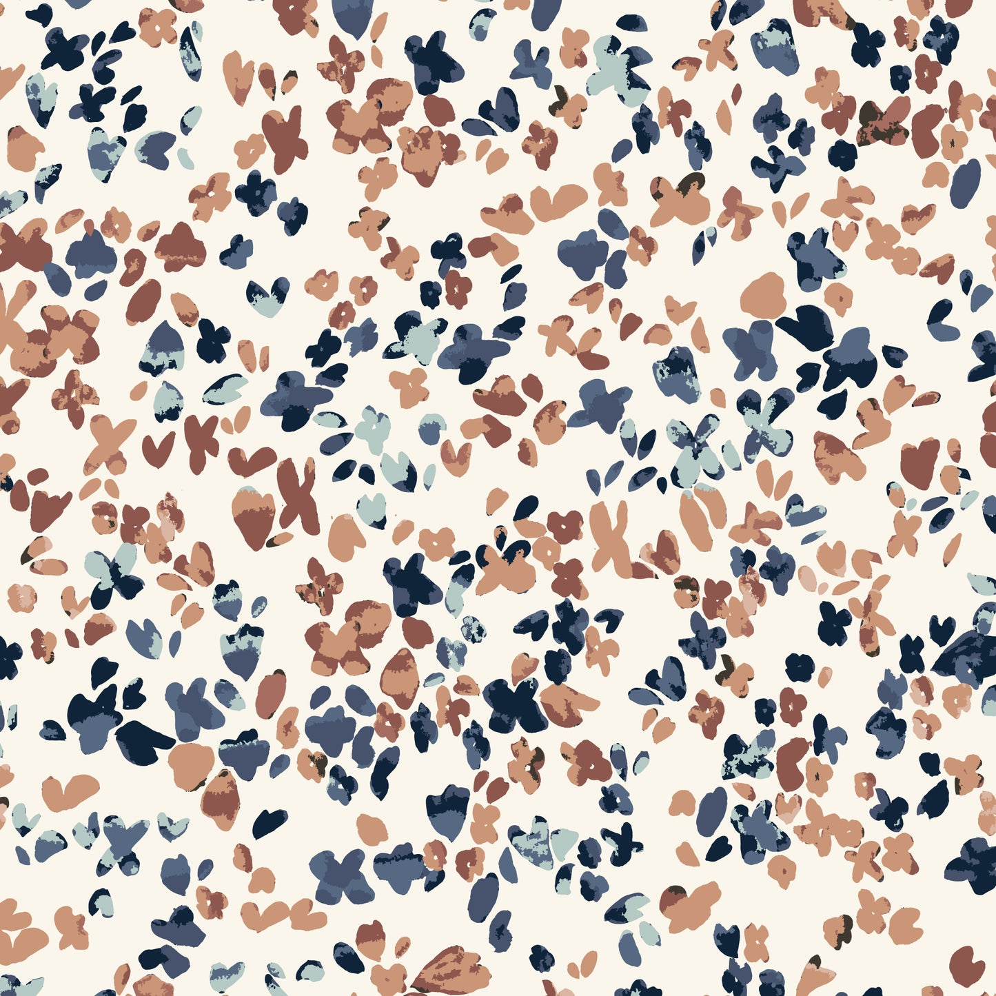 Cloud 9, Double Gauze, Sienna and Indigo - Wild Ditsy