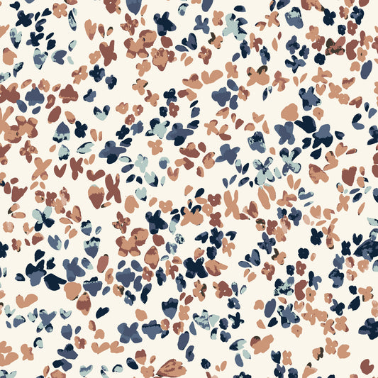 Cloud 9, Double Gauze, Sienna and Indigo - Wild Ditsy