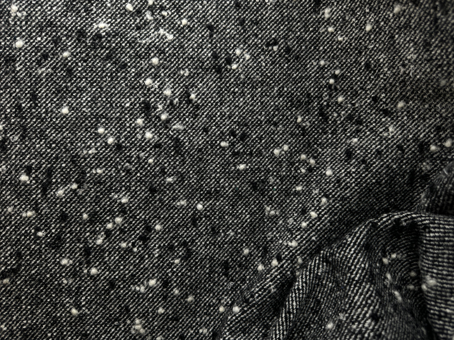 Designer Deadstock, Italian Wool Boucle, Black/Ivory