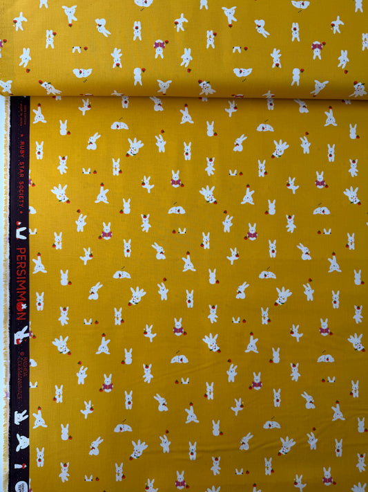 Ruby Star Society Cotton Sheeting, Persimmon - Bun E and Simmy - Dandelion