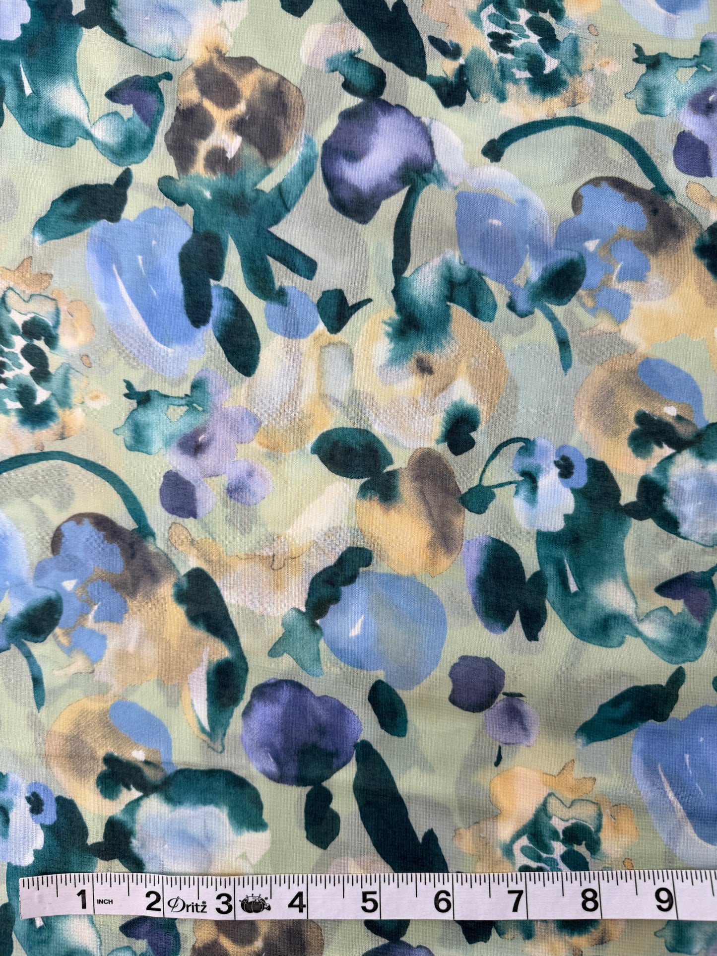 Hokkoh Cotton Voile, Watercolor Floral - Mint