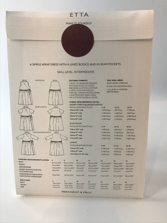 Merchant & Mills, Etta Dress, UK Size 6-18