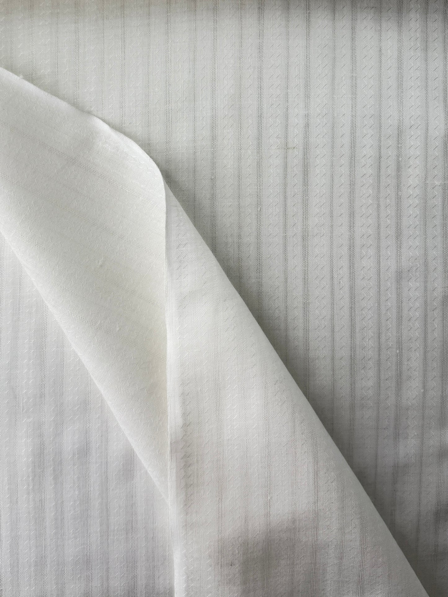 Linen Tonal Vertical Stripe - White