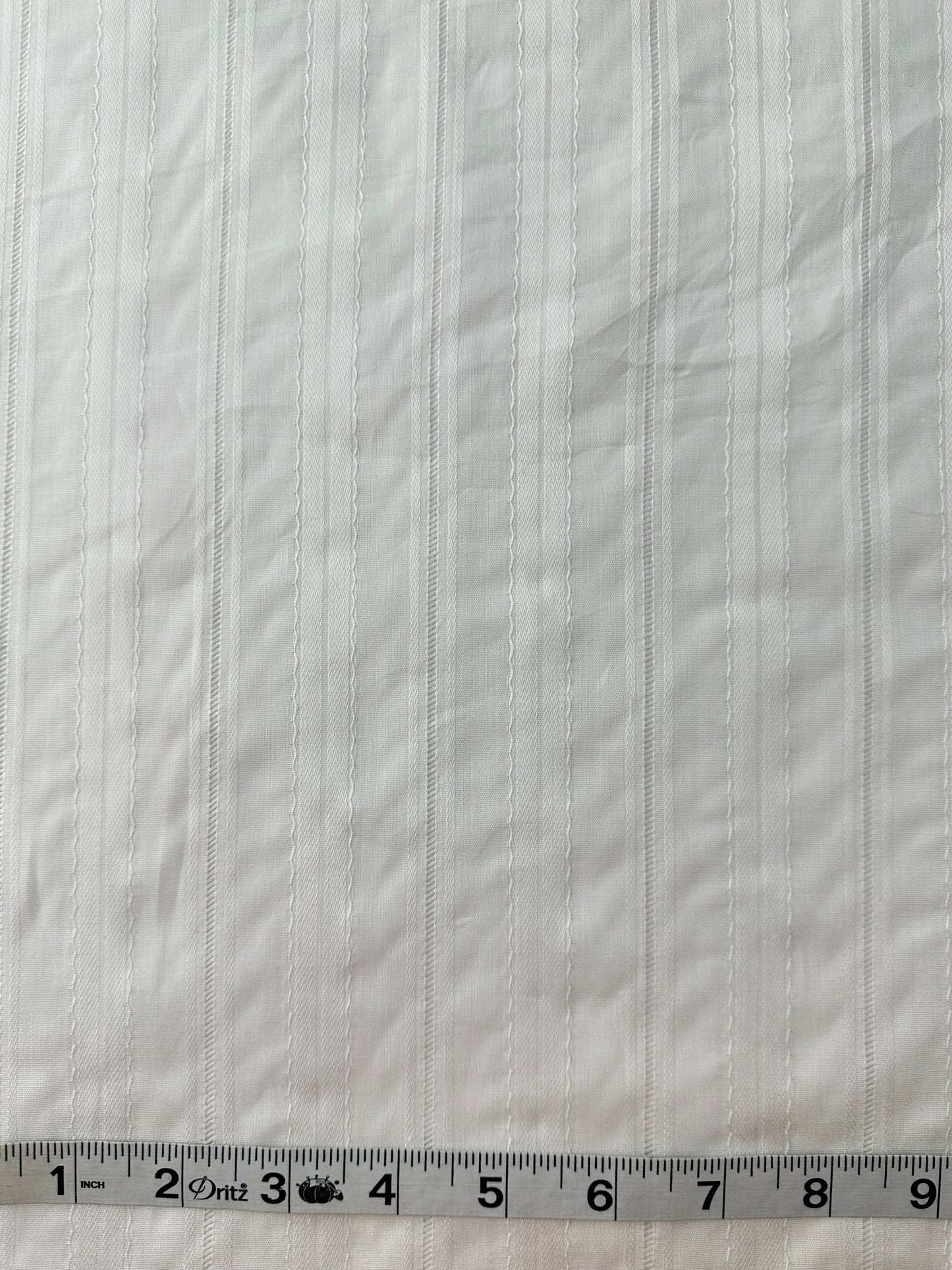 Cotton Shirting, Tonal Vertical Stripe with Ladders, White