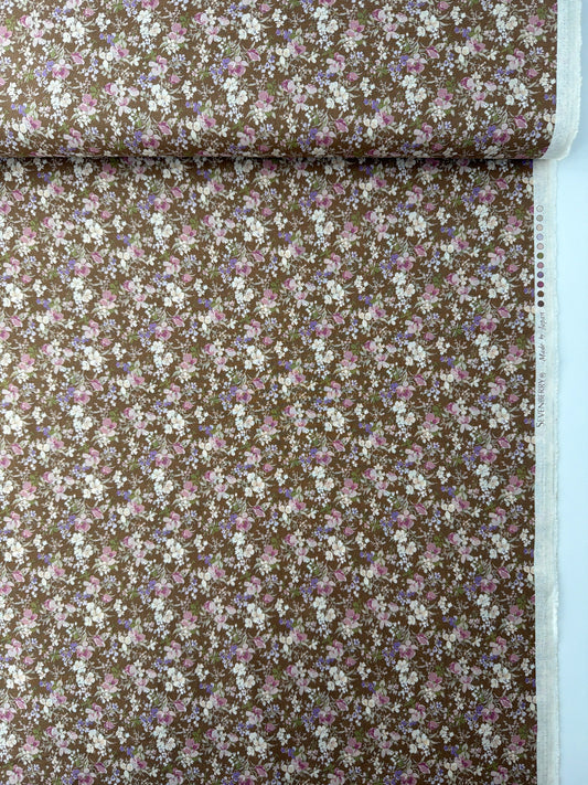 Sevenberry Cotton Lawn, Nostalgic Floral - Cocoa