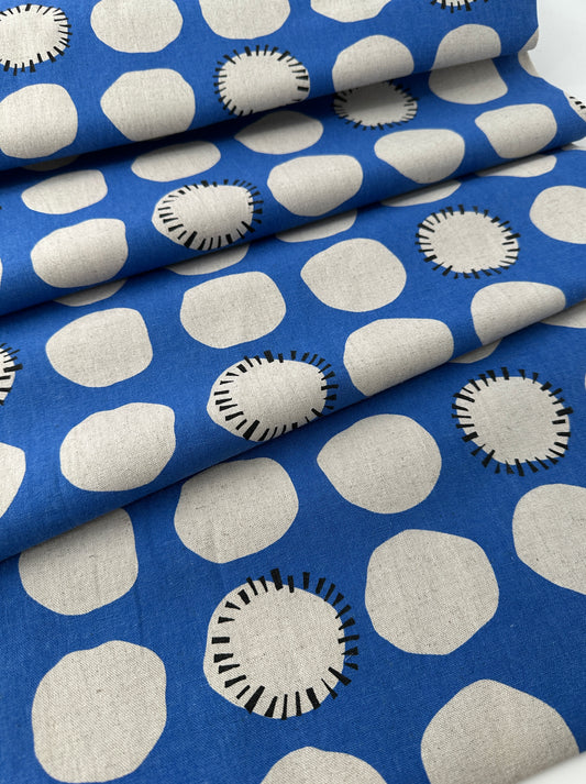 Japanese Cotton/Linen Canvas, Dot Print, Blue