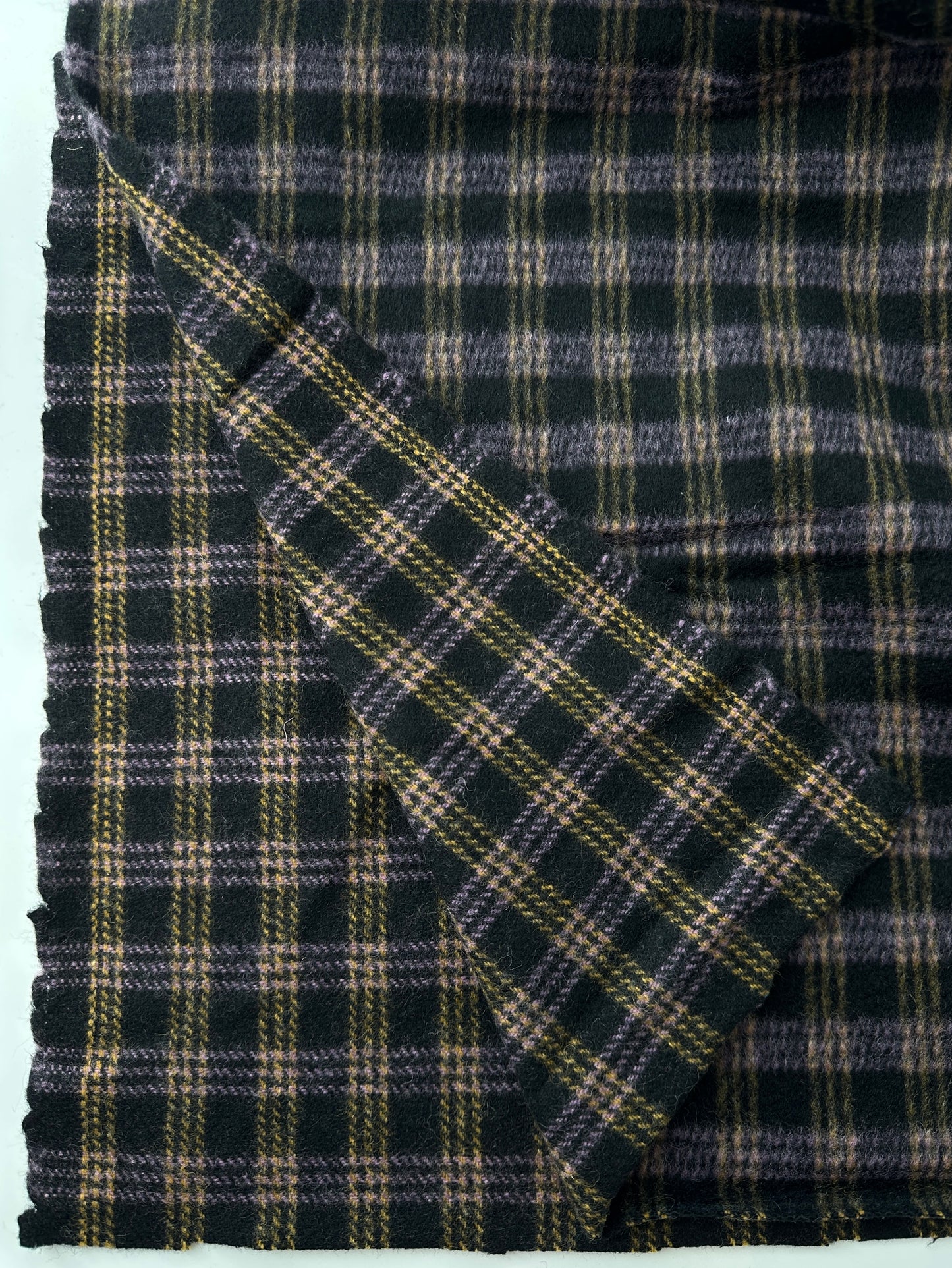 Wool Twill, Plaid, Black/Goldenrod/Lavender