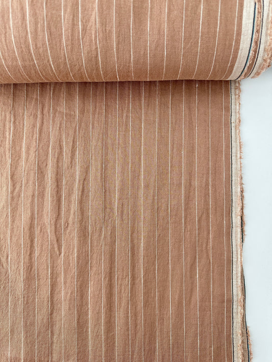 Linen Sheeting, Pin Stripe, Rose Gold
