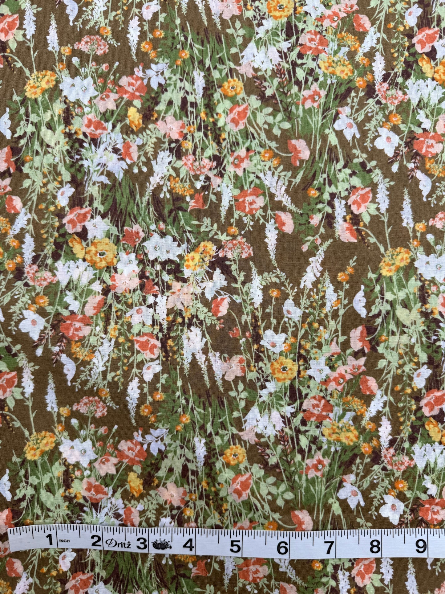Kokka Cotton Lawn, Spring Floral - Olive