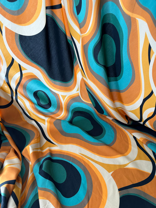 Viscose Challis, Free Form Print