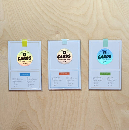 Cards with Care Instructions for Sewn & Knit Gifts