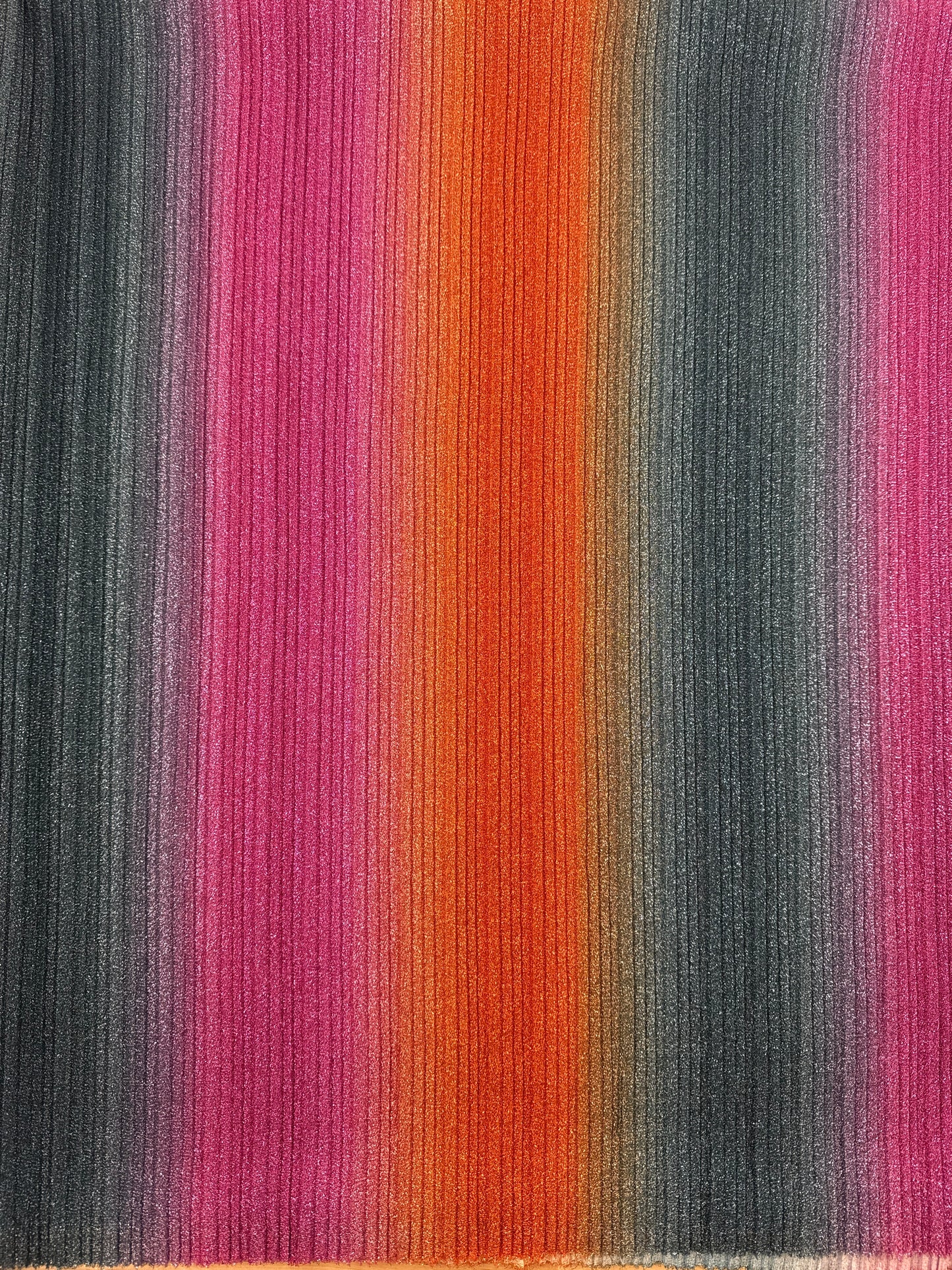 Polyester/Metallic Pleated Knit Ombre