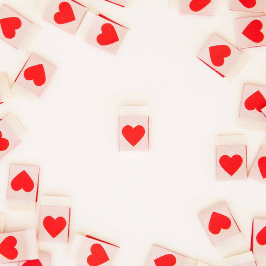 Sarah Hearts Labels, Red Heart