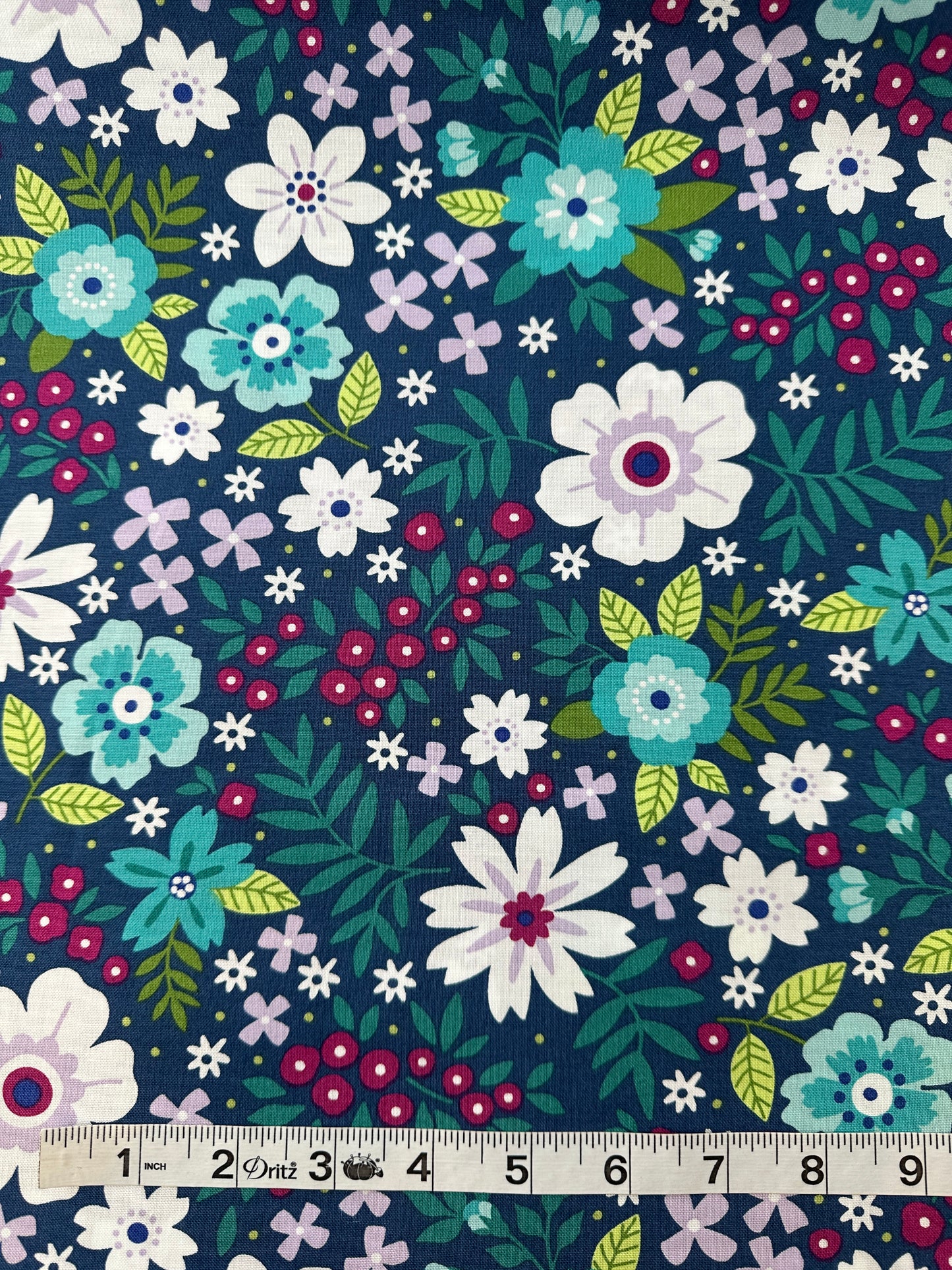 Cotton Sheeting, Cottage Garden, Cobalt