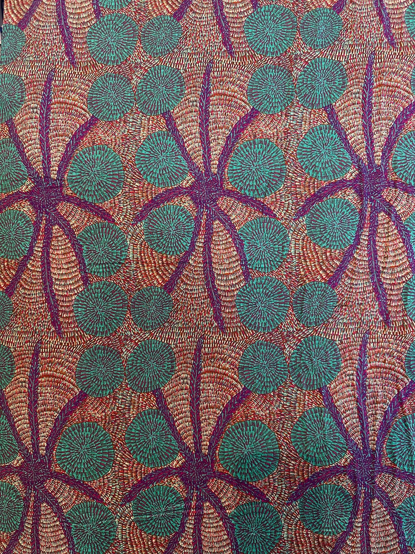 Cotton Sheeting, Aboriginal Prints, Bush Medicine with Long Stripes, Purple