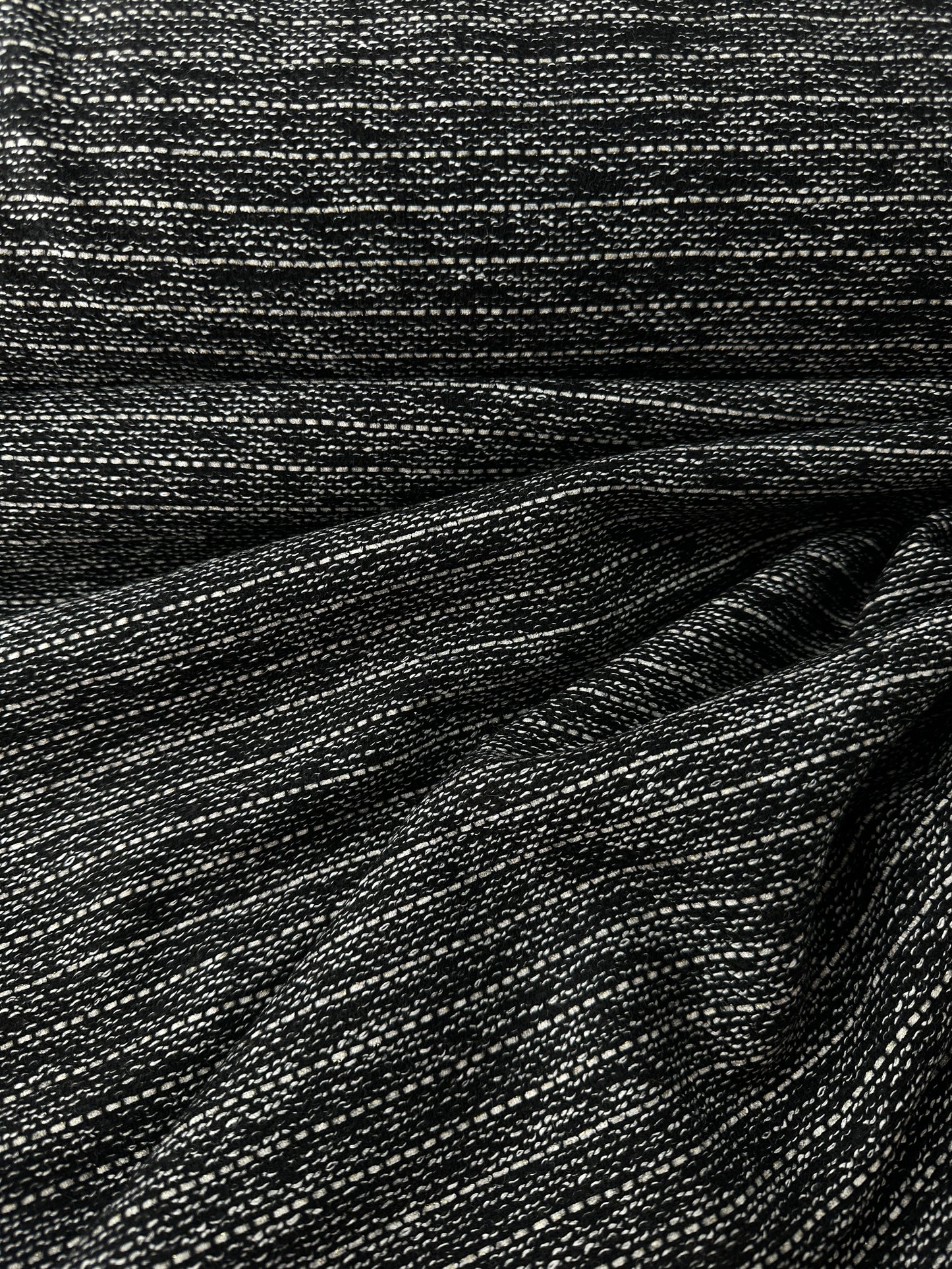 Wool Yarn Dye Stripe, Black/Ivory/Lurex