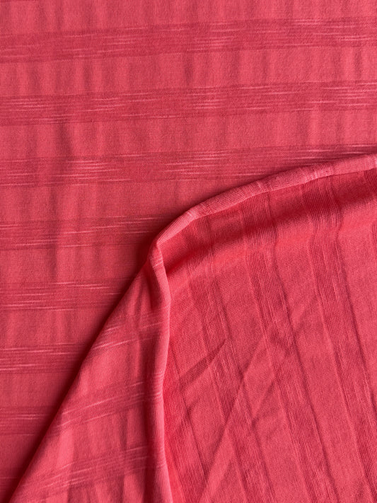 Rayon/Spandex Single Jersey Burnout Stripe - Coral, 200 gsm