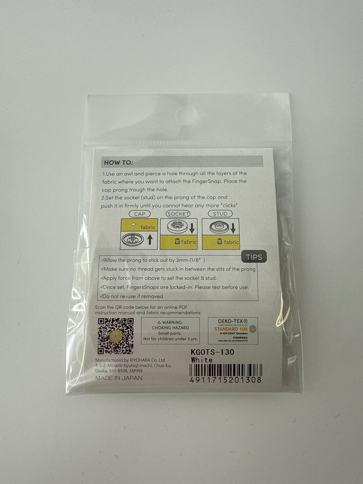 Tool-less Plastic Snaps, White