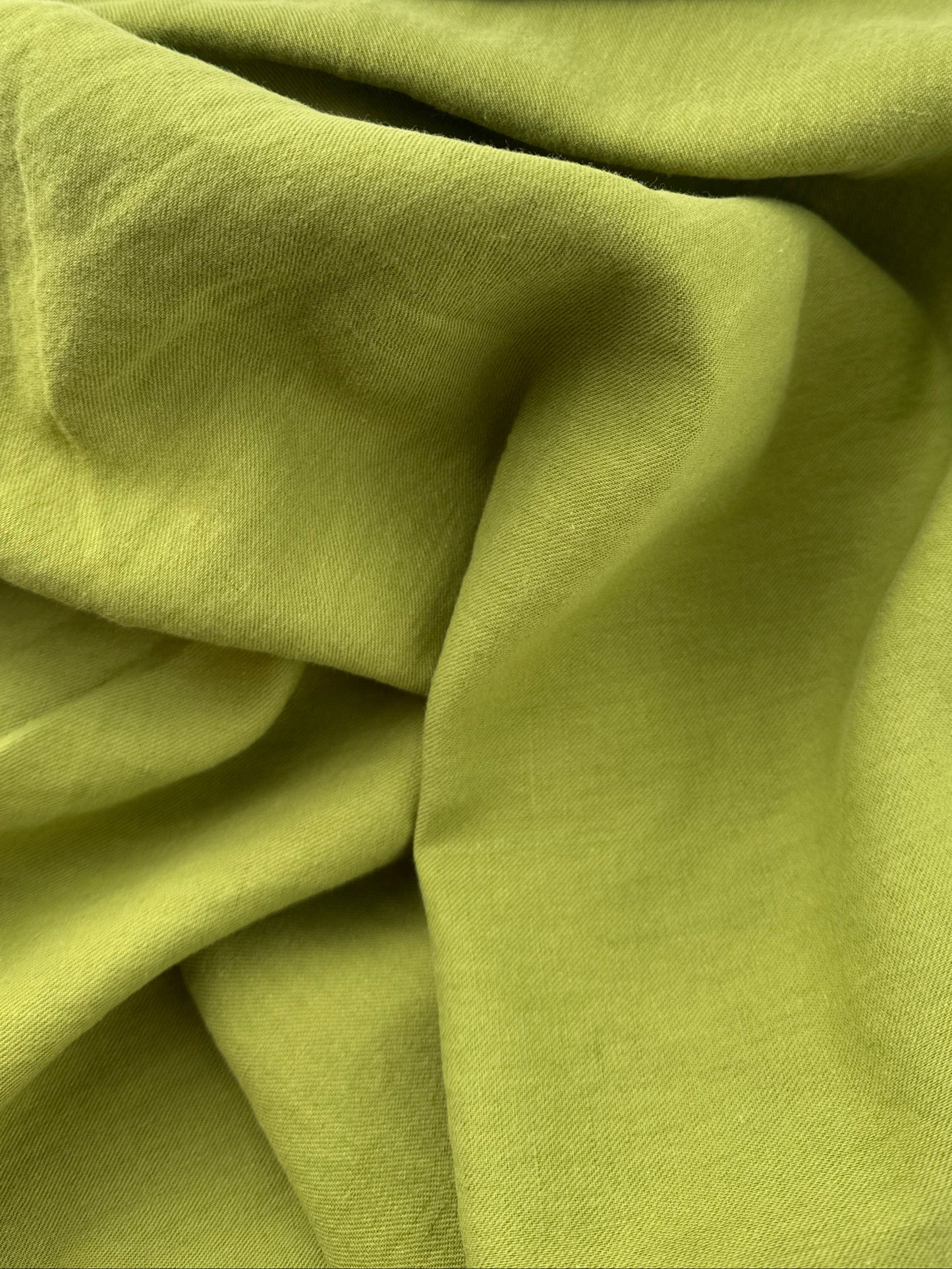 Linen/Organic Cotton Twill, Washed Finish - Olive Oil