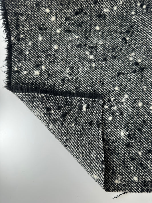 Designer Deadstock, Italian Wool Boucle, Black/Ivory