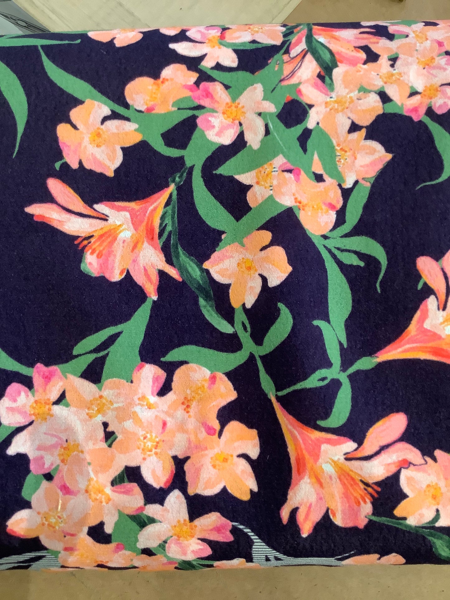 Rayon, Navy/Melon Floral print