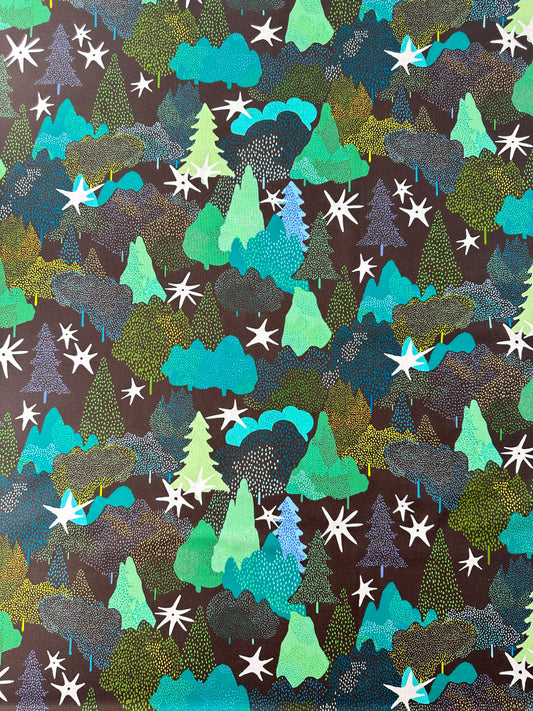 Japanese Cotton, Sheeting, Trees – Dark Brown