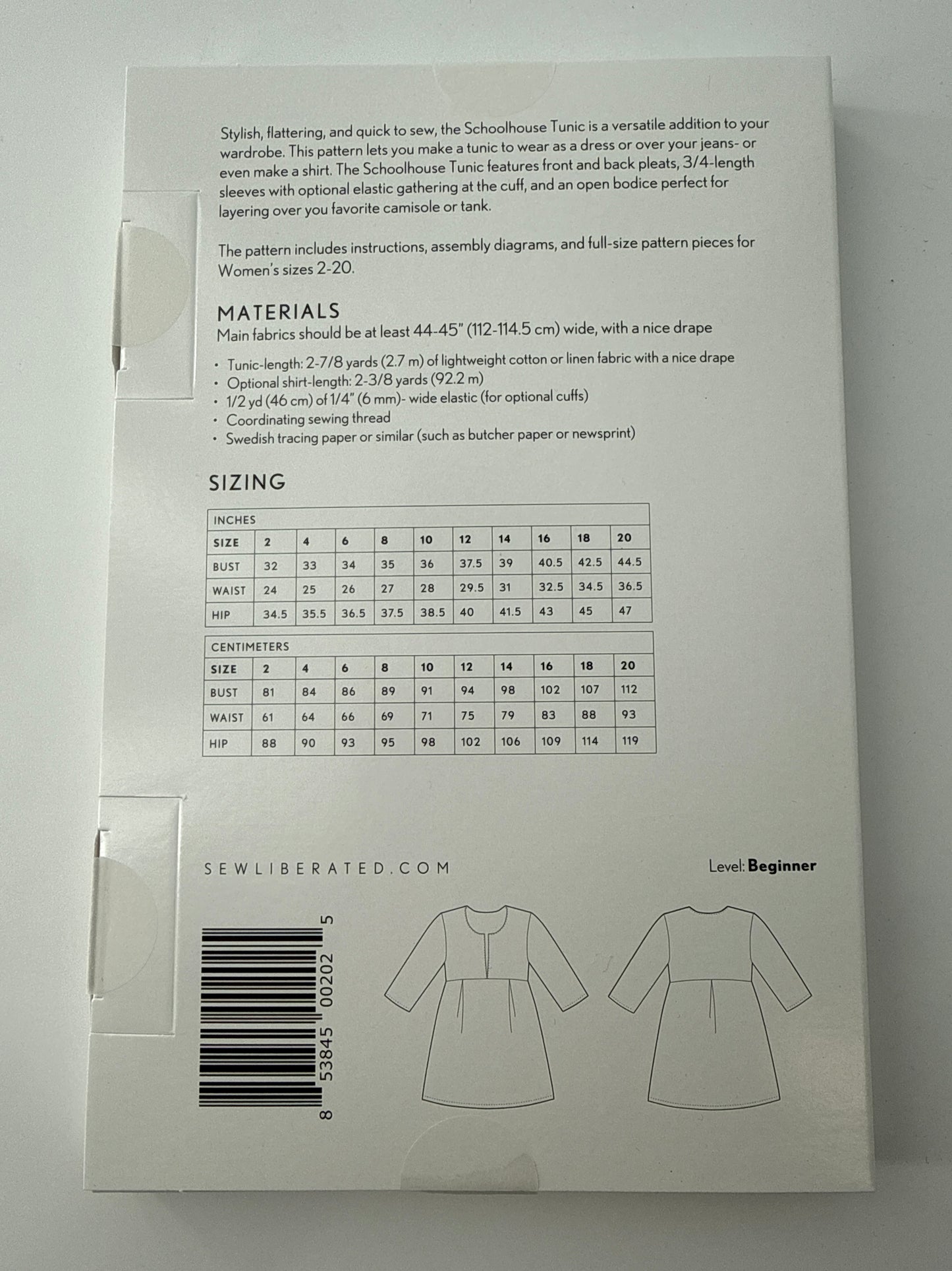 Sew Liberated Schoolhouse Tunic, Size 2-20