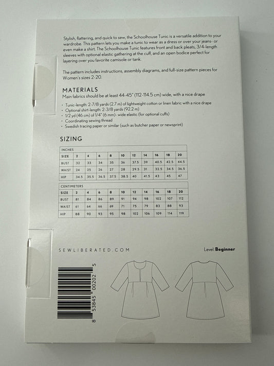 Sew Liberated Schoolhouse Tunic, Size 2-20