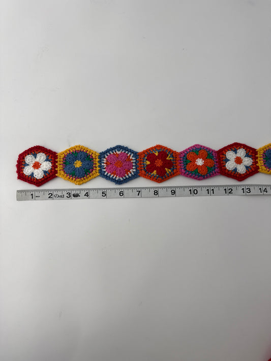 Crochet Trim, Hexagon Flowers, 2.5" height