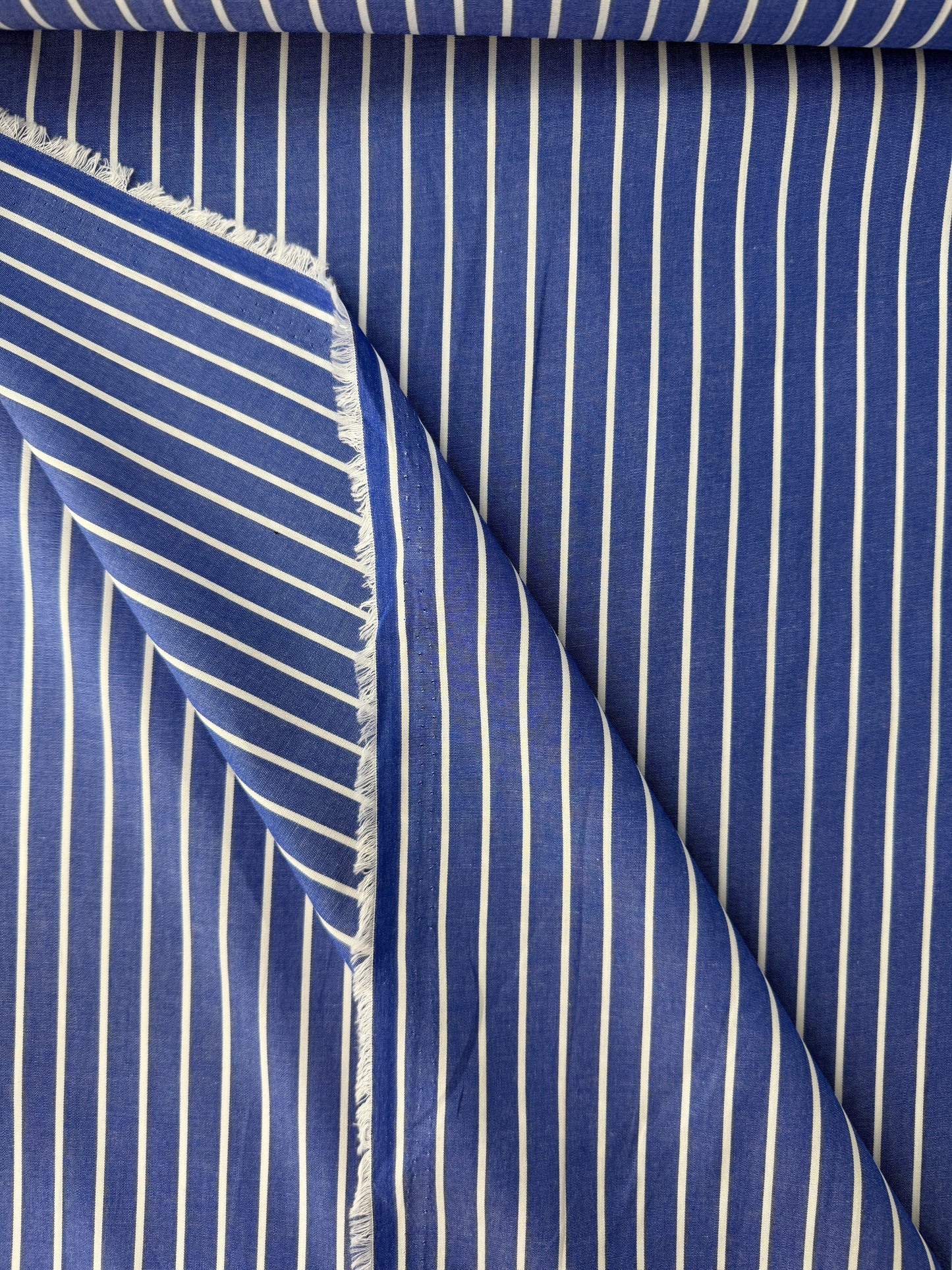 Cotton Shirting, Bright Blue Stripe