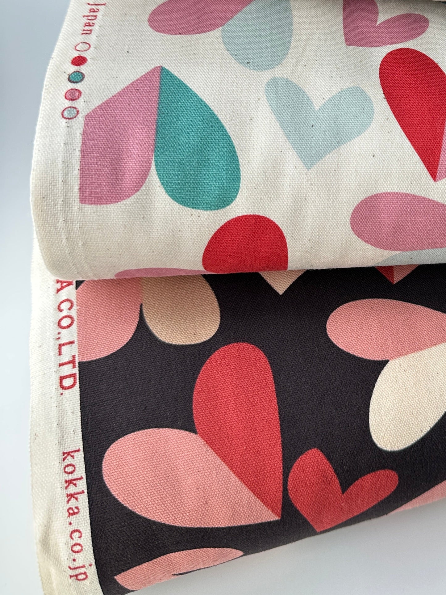 Kokka Cotton Oxford, Retro Charm Hearts – Creme