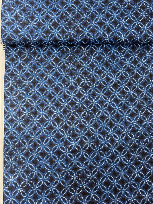 Sevenberry Cotton Shirting, Shibori Style - White Indigo Shippo