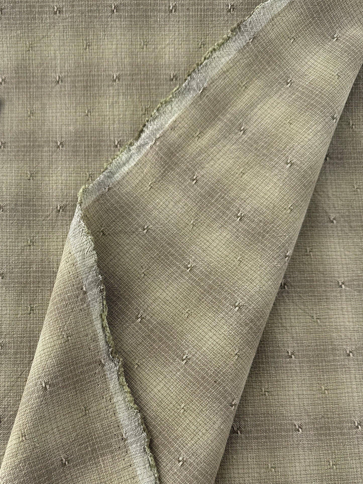 Japanese Cotton Yarn Dye Dobby, Bitter Check - Celery Ombre Plaid