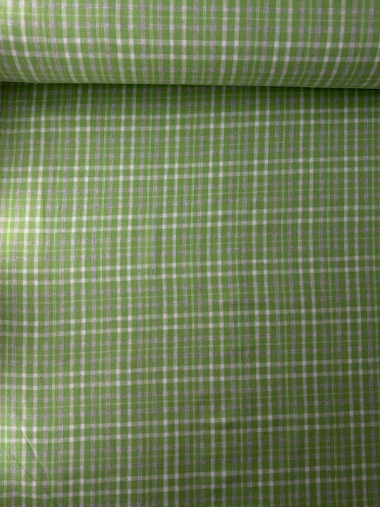 Cotton Flannel, Plaid with Heather Yarn - Leaf Green