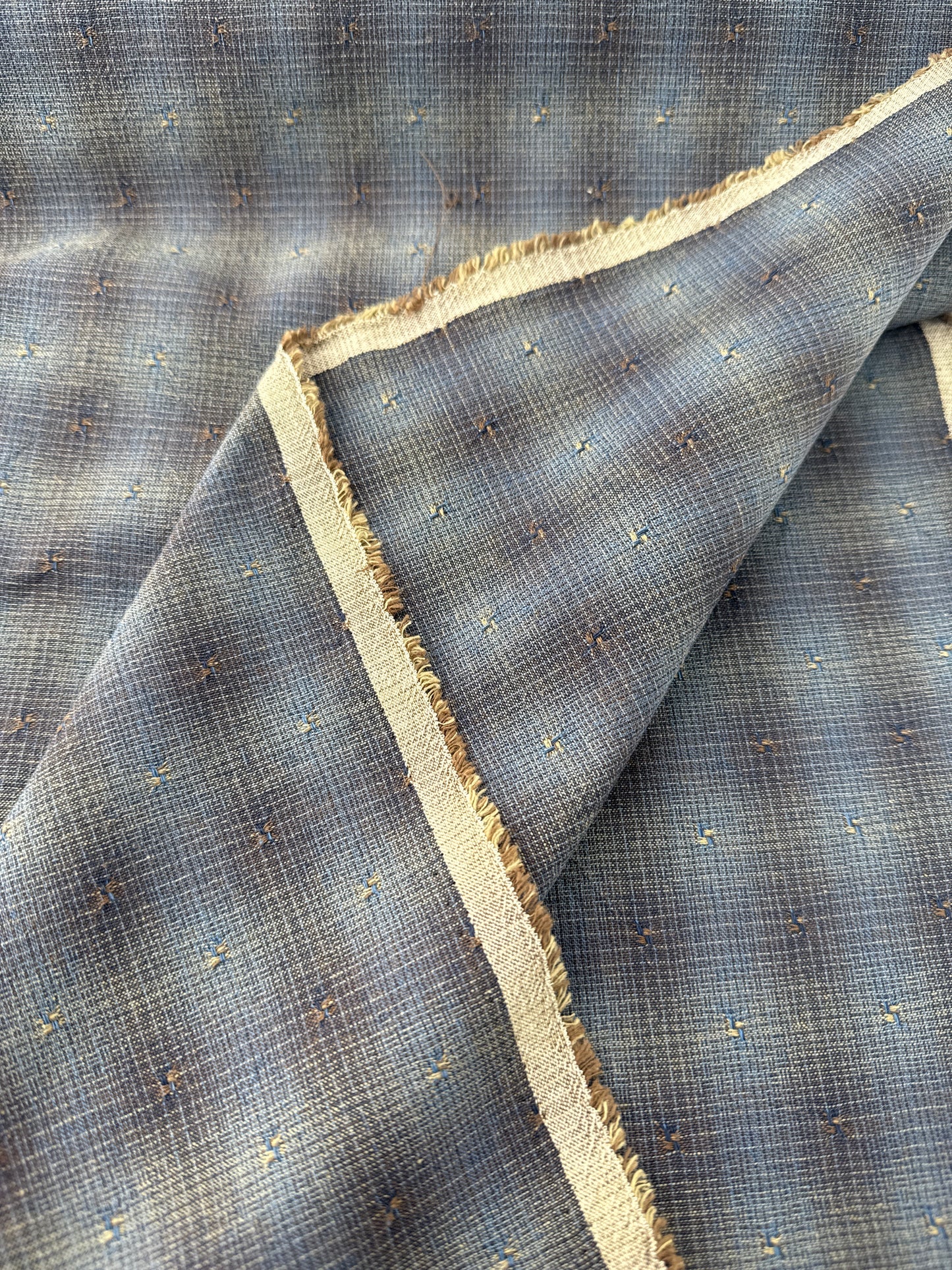 Japanese Cotton Yarn Dye Dobby, Bitter Check - Blue/Gray Ombre Plaid