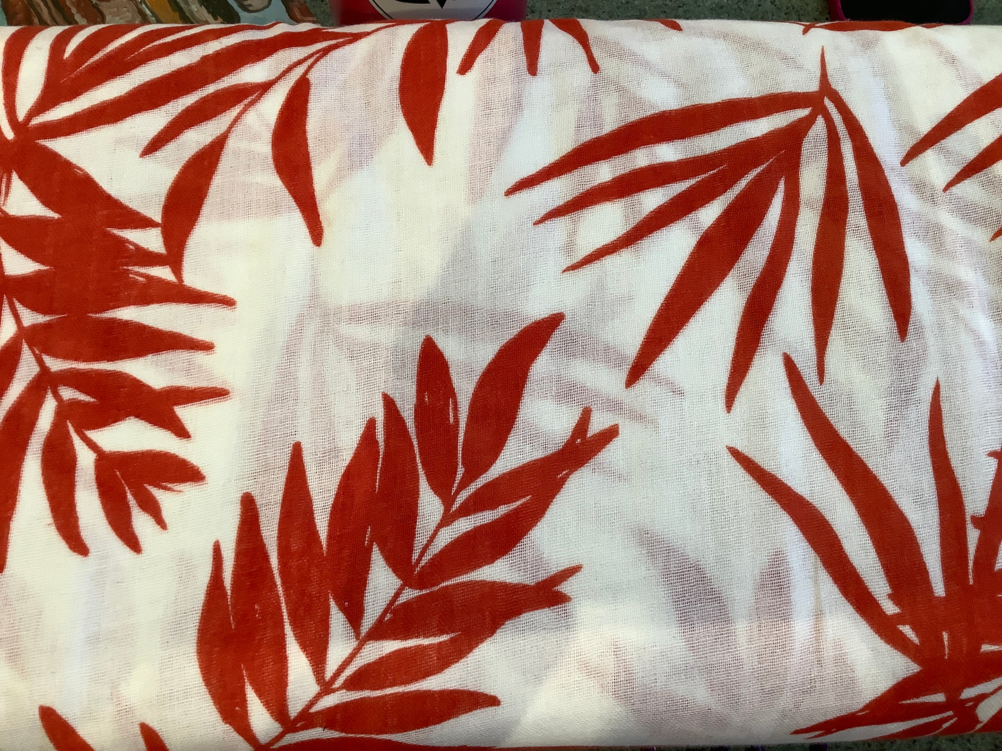 Cotton, Double Gauze Leaf Print