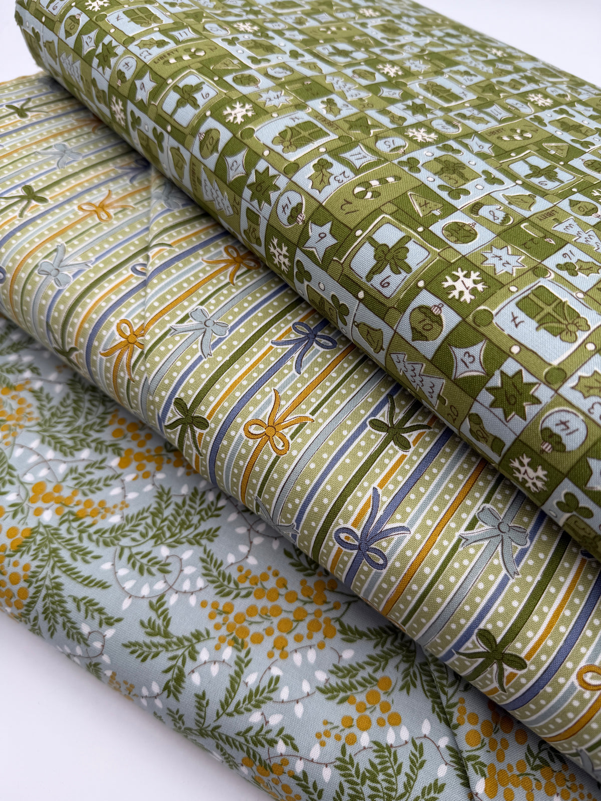 Liberty of London Cotton Sheeting, Festive Magic - Jolly Countdown Green